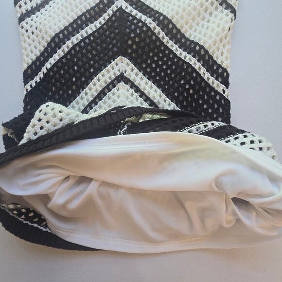 MY Willow & Wind Black Ivory Crochet Knit Dress NWT Sze L Coastal Beach Vacation - Picture 7 of 9